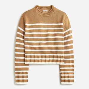 J. Crew Tan and White Striped Rollneck Sweater